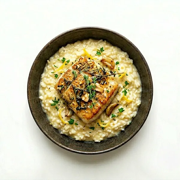 Almond Crust Fish with Lemon Risotto